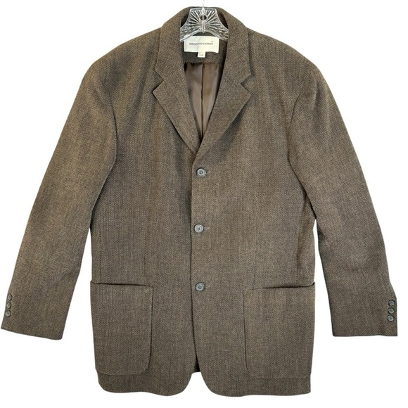 Pronto Uomo Brown Casual Everyday Wool Cotton Blazer Mens Size Large - Picture 1 of 7